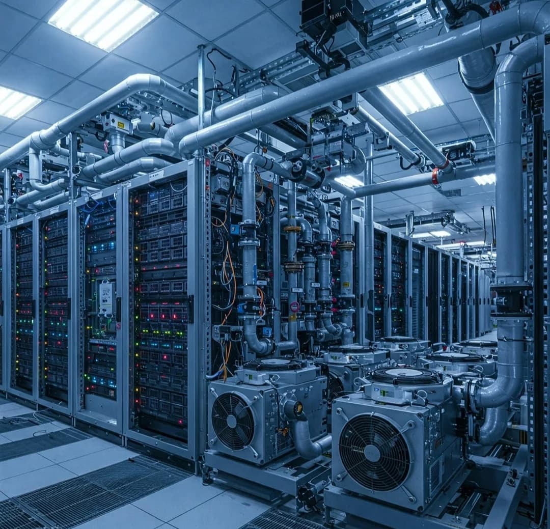 Cooling plant pipework serving a data centre white space