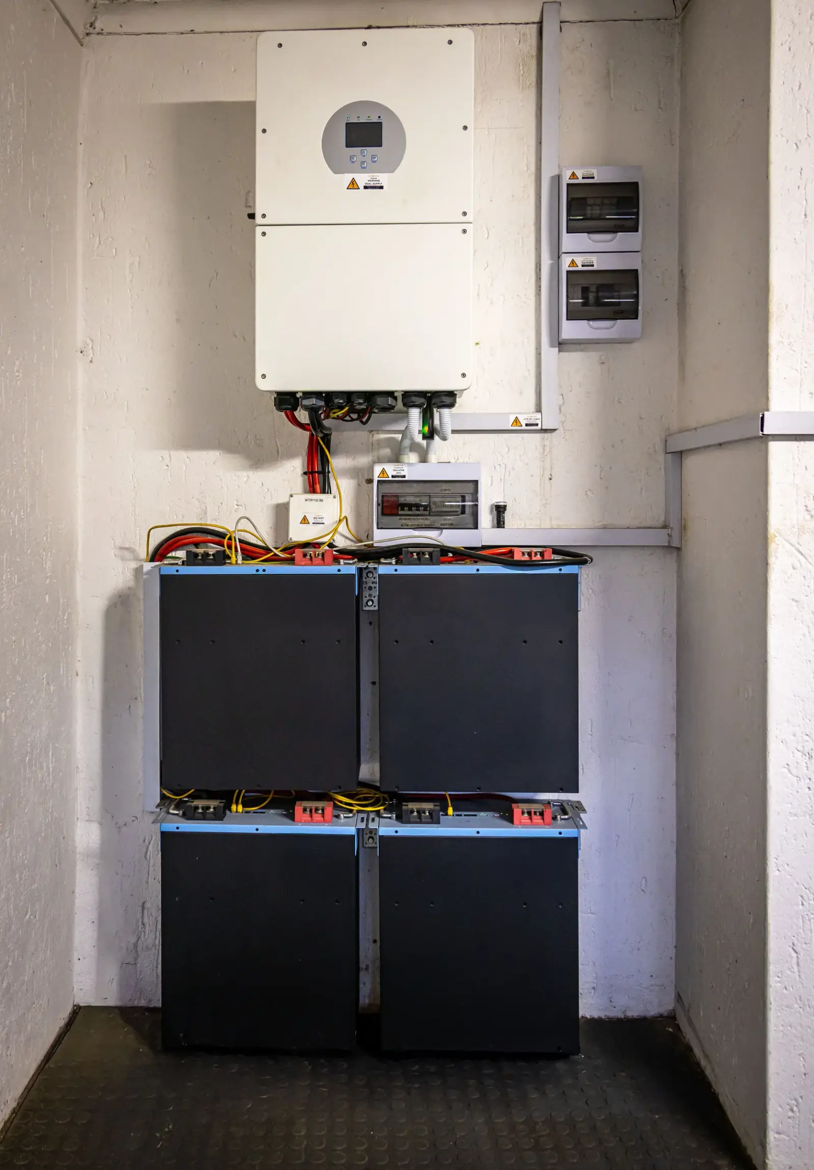 UPS battery strings in a data centre electrical room
