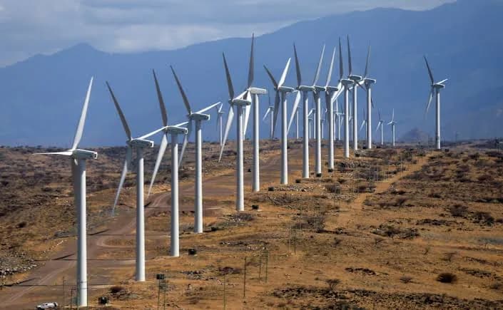 Wind turbines at a power installation in Kenya