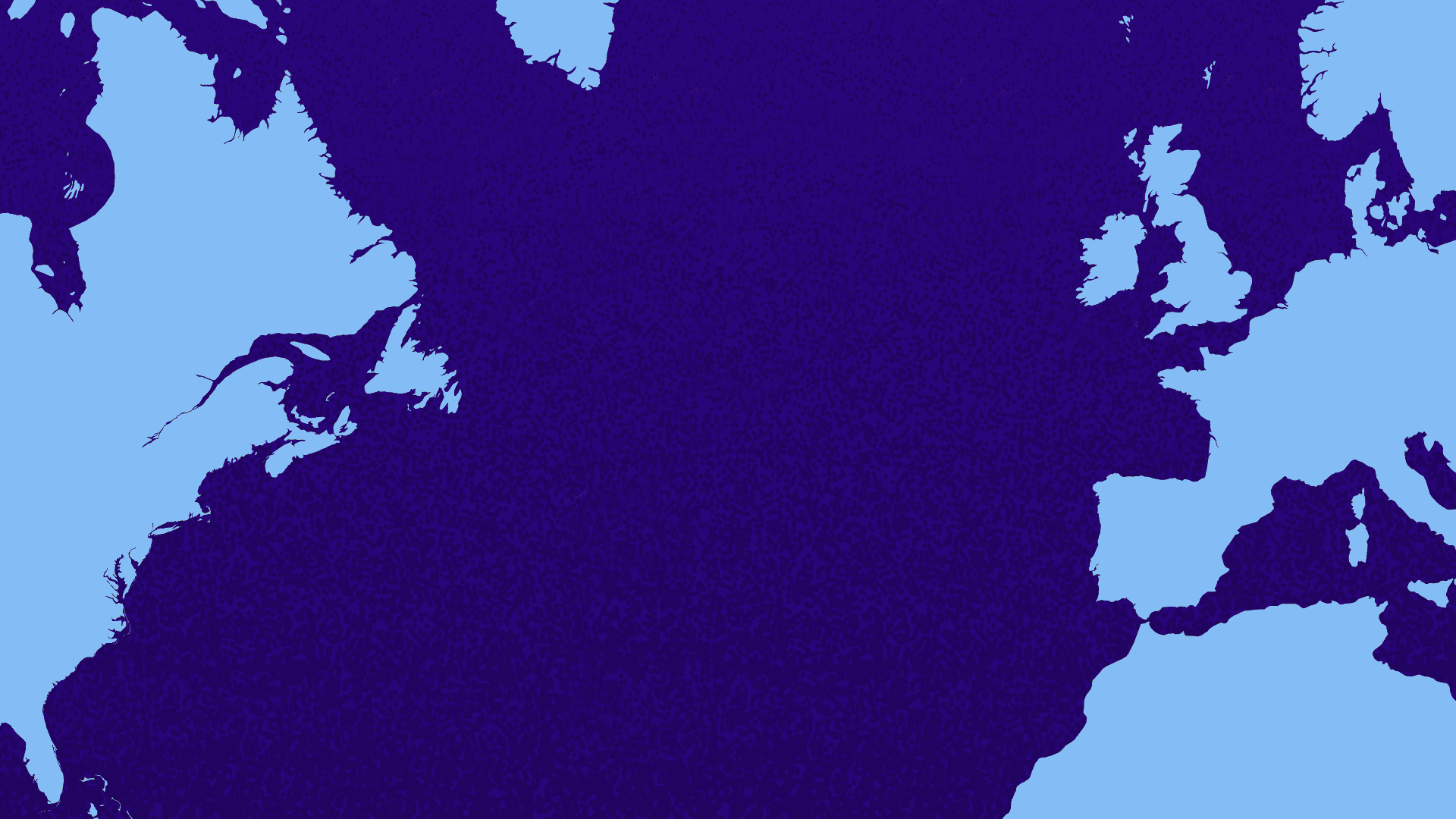 Animated map of Meta's transatlantic cable routes between the United States and France