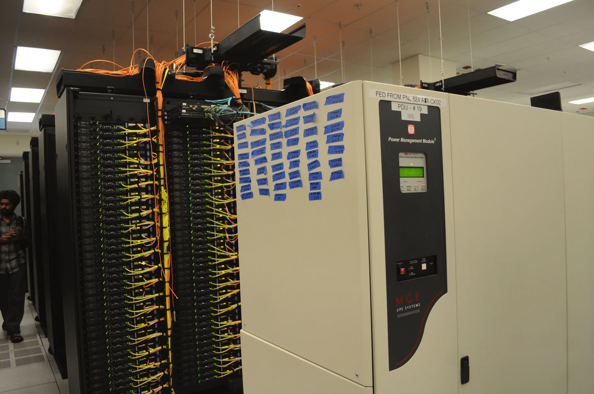 Structured cabling connecting server racks