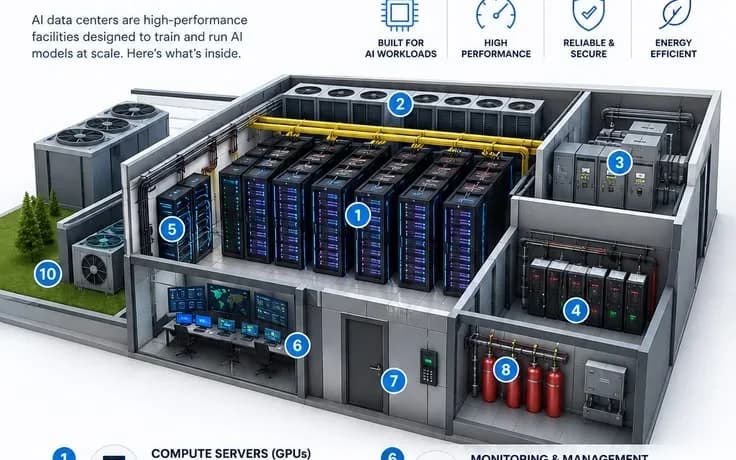Server racks inside a modern Kenyan data centre facility