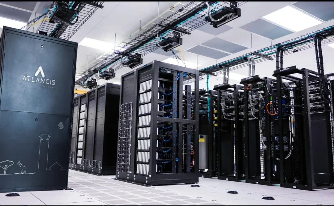 Server racks inside a Nairobi data centre hall