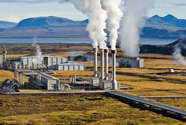 Geothermal steam wells and plant on the Kenyan Rift Valley floor